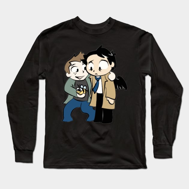 Don't be sad Cas! Long Sleeve T-Shirt by somekindofguru